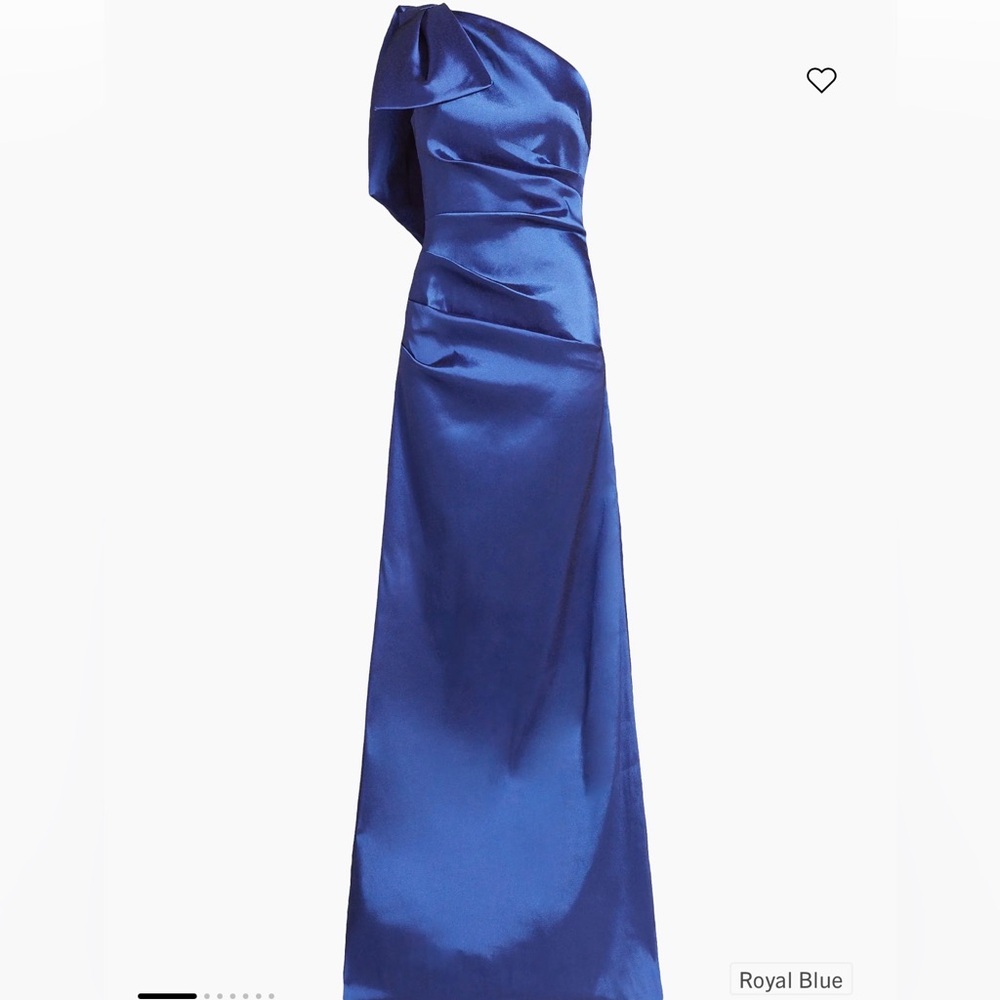 Bow Stretch Gazar One-Shoulder Gown